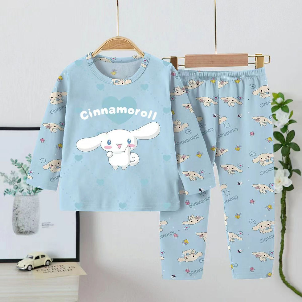 Kawaii Sanrio Children Pajama Sets Harajuku Anime Cute Print Soft Loose Kids Sle