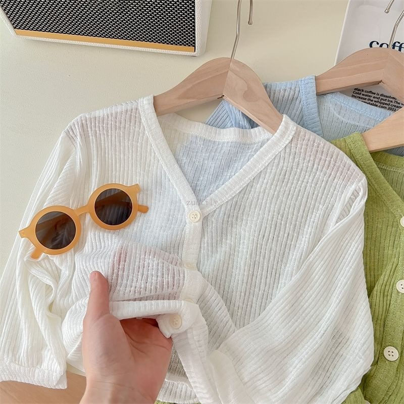 Thumbnail: Girls Summer Thin Cardigan Jacket Breathable Outdoor Children Sun Protection Sui