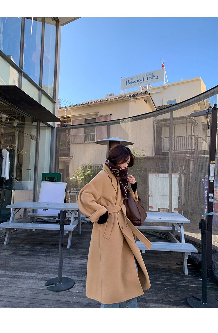 الصورة المصغرة: New Style Over-the-knee Woolen Mid-length Coat for Women