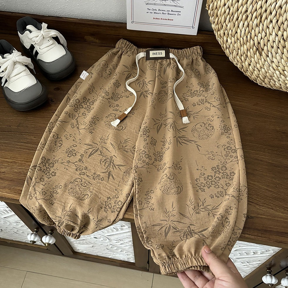 Thumbnail: 2025 Spring Autumn Thin Children Pants Toddler New Casual Loose Trousers Floral 