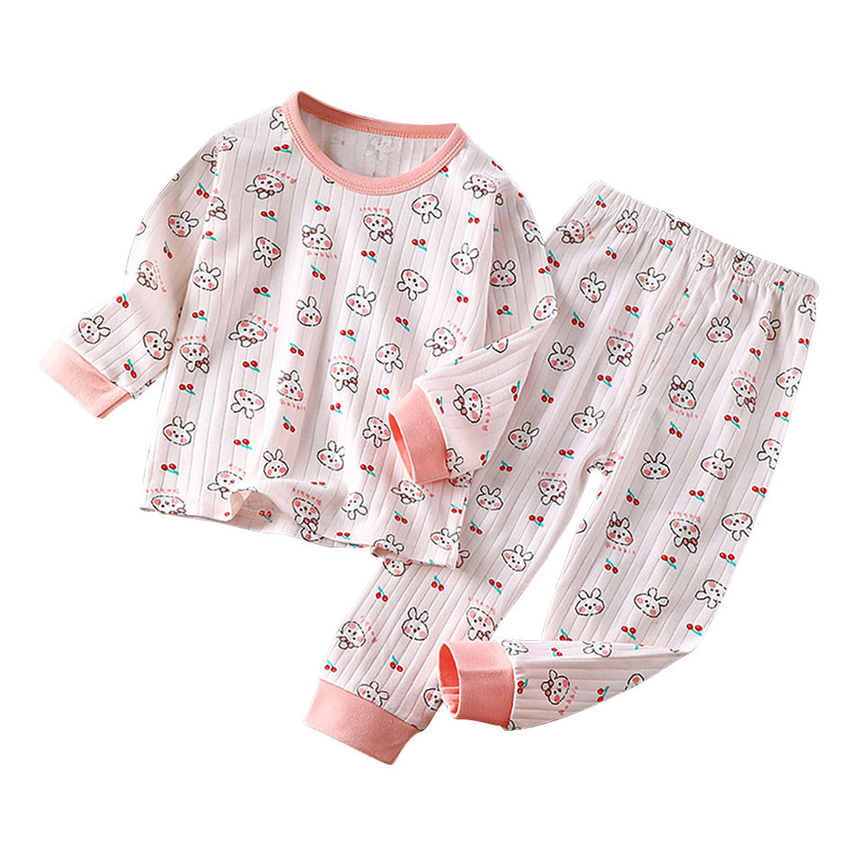 الصورة المصغرة: Kids Casual Autumn Long Sleeve Pajamas Set Boys and Girls Cartoon Print Home Wea