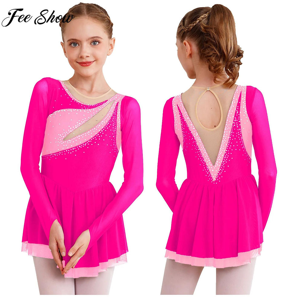 Children Girls Figure Skating Leotard Dress Ballet Lyrical Dance Rhythmic Gymnas