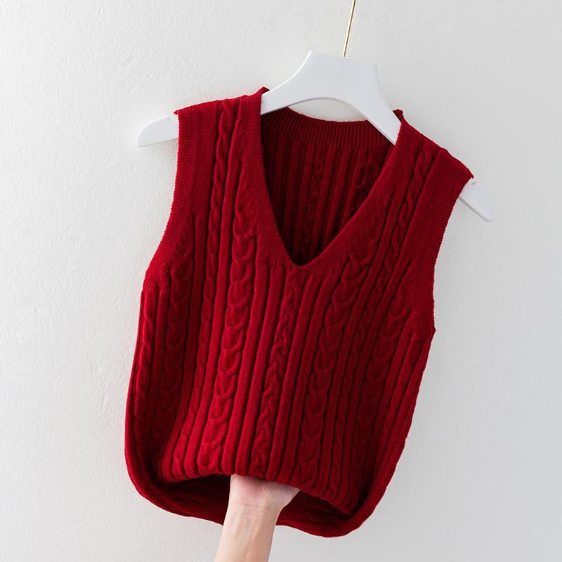 الصورة المصغرة: Knitwear Women's Fashion sweater vest Spring Autumn Style Outer Loose Sleeveless