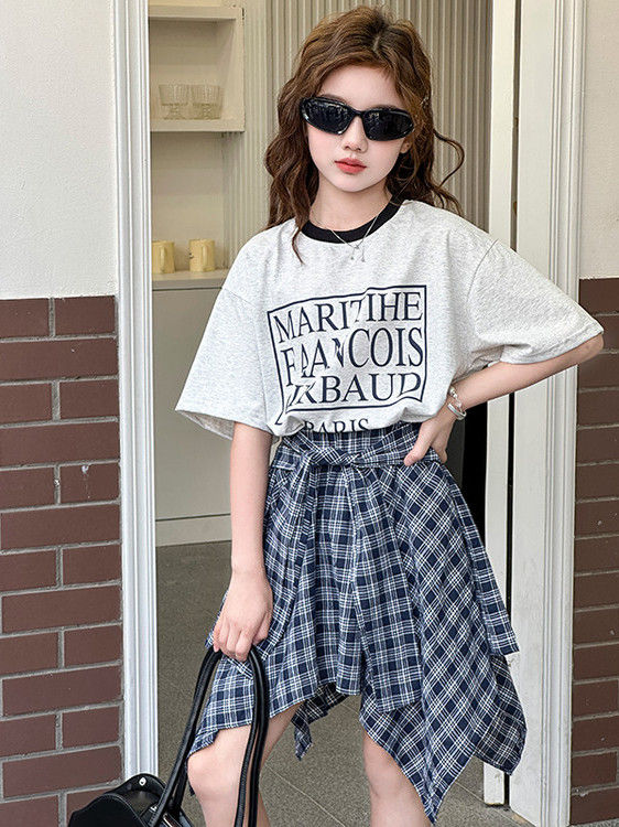 الصورة المصغرة: Girls' Summer Faionable Plaid irt Skirt Jazz Street Dance f-length Skirt Casual 