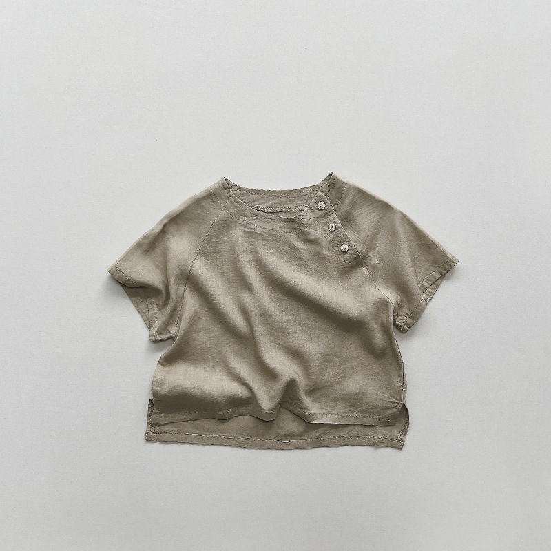 الصورة المصغرة: Spring Summer Children T-Shirts 1-8Y Boys Button Casual Short Sleeve T Shirts Ko
