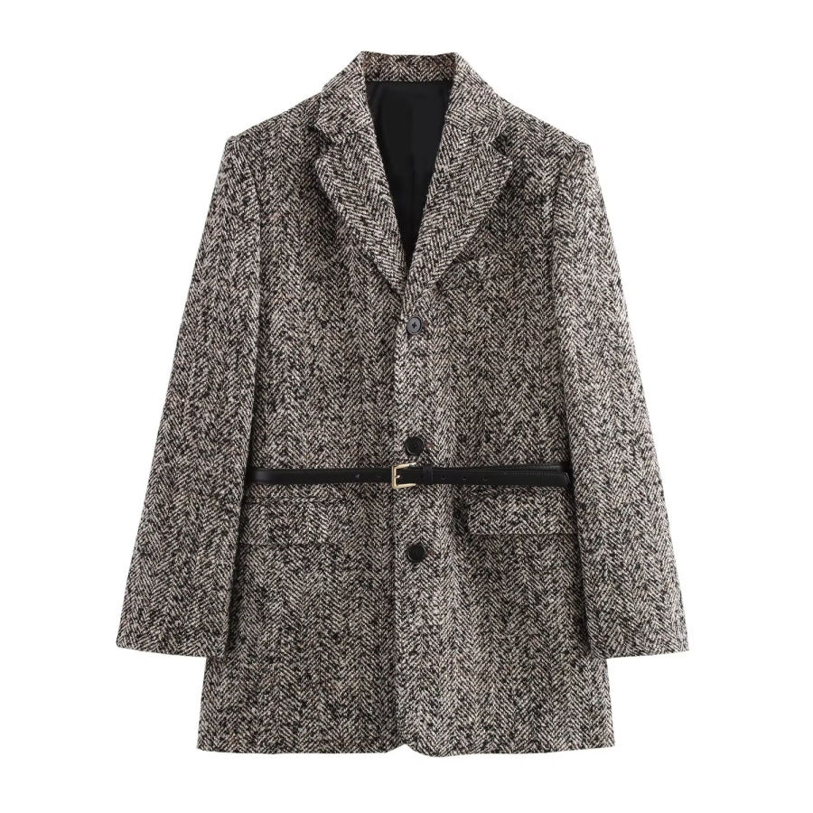 الصورة المصغرة: ETJ Autumn/Winter 2025 New women's ZW series with belt tweed loose version of wa