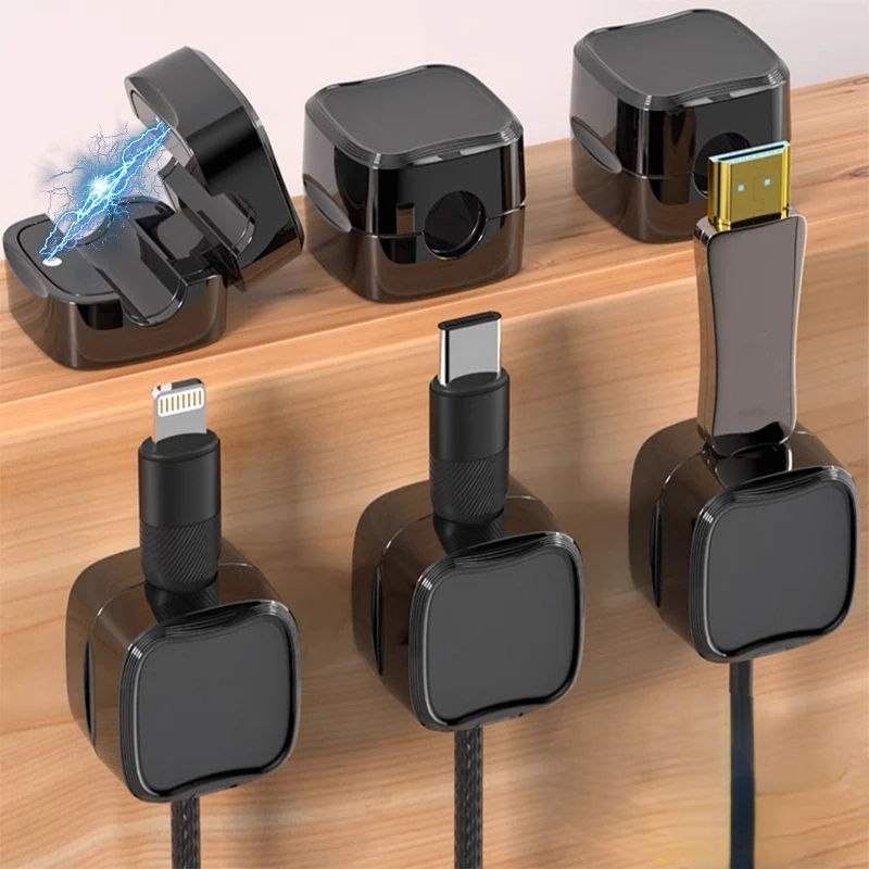 Magnetic Cable Clip Winder Holder Adhesive Wire Keeper Cord Cable Organizer Usb