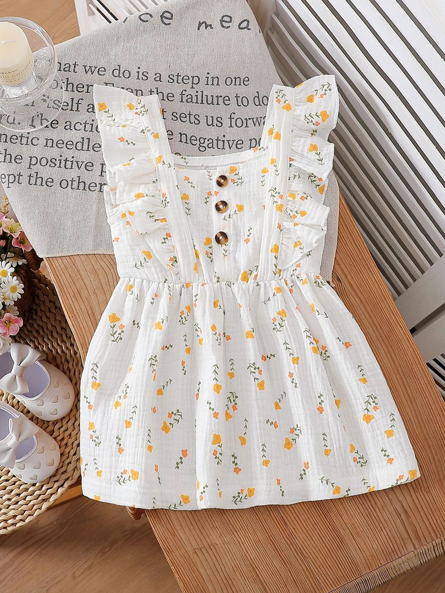 Thumbnail: Girls’ New Summer 2025 Floral Print Infant Dress Fashionable and Casual Multi-