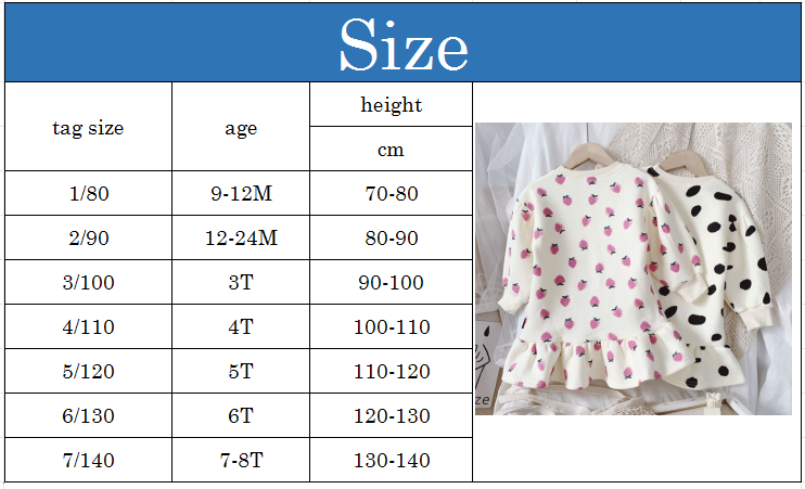الصورة المصغرة: Girls' Dress Cartoon Strawberries  Autumn New Korean Girls' Splicing Pleated Dre