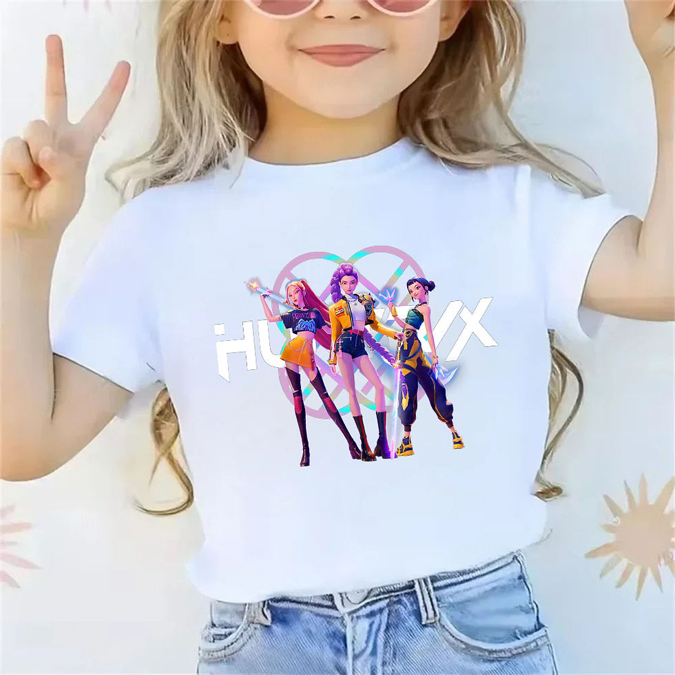 الصورة المصغرة: 2025 new children's cotton Korean Wave demon hunter printed fashion casual round