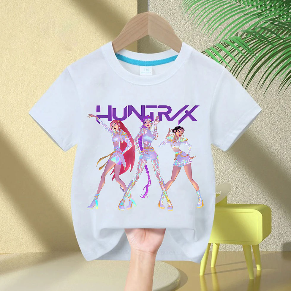 الصورة المصغرة: KPop Demon Hunters 2025 Movie Crew Neck Cartoon Girls Boys Tee Kids T-shirt Prin