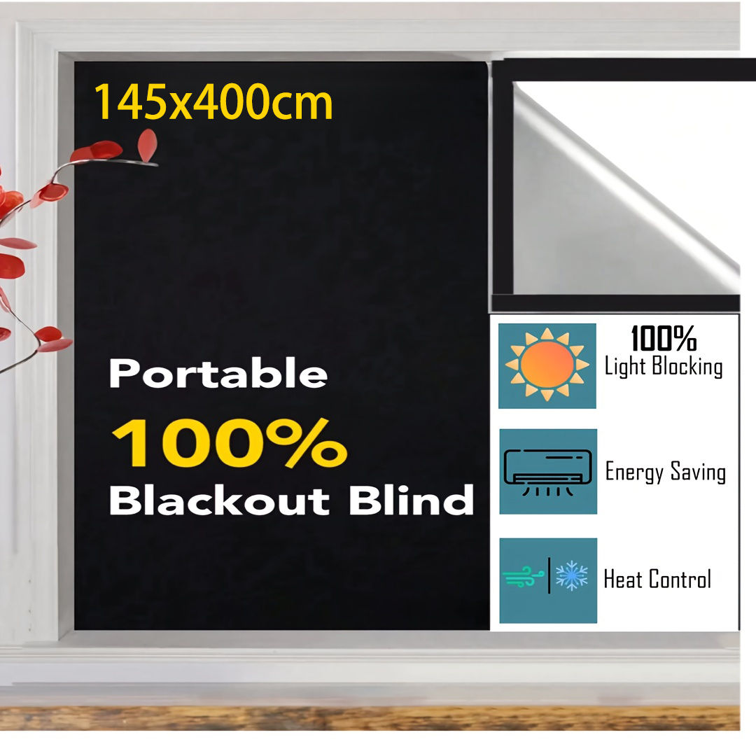 100 Blackout Window Cover Darkest Light Block Black Privacy Film House Home Tint