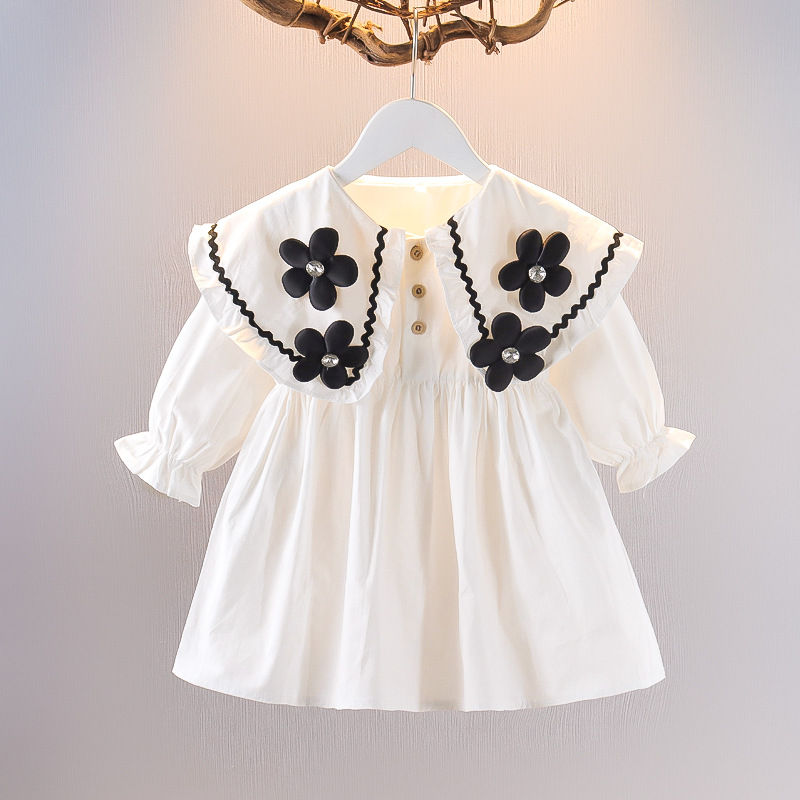الصورة المصغرة: Children's Korean version Dress Spring and Autumn Fashion Girl's Pure Cotton Flo