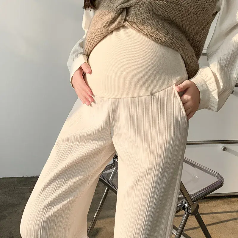 Thumbnail: Maternity Pants Straight-leg Fleece-lined Winter Spring Autumn Outerwear Belly S