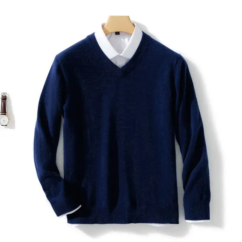 الصورة المصغرة: Wool Men's Sweaters V-neck Pullovers Cashmere Knitting Hot Sale Spring Autumn Sw