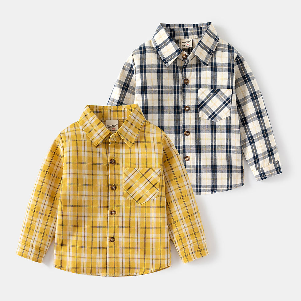 Baby Boys Long Sleeve Plaid Shirt Boys Thin Lapel Tops Shirt