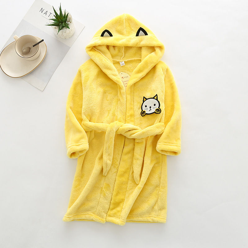 Thumbnail: Soft Children Flannel Pajamas New Boys Star Robe Autumn Winter Kids Bathrobe Bab
