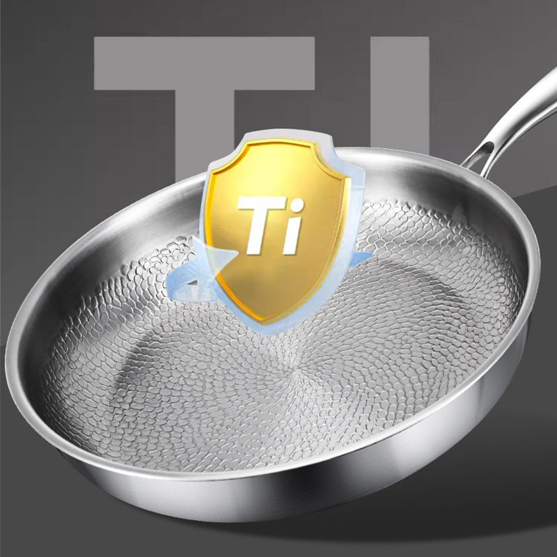 الصورة المصغرة: 26/28/30cm German Pure Titanium Frying Pan Non-stick Frying Pan Uncoated Fish Sc