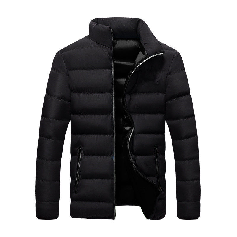 New Winter jacket Long sleeve cotton-padded jacket zipper jacket men's stand-up