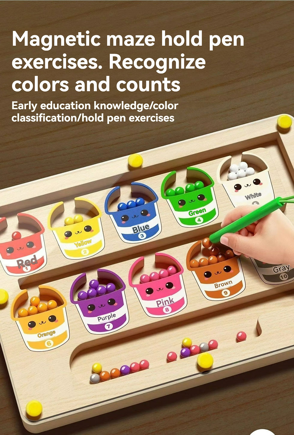 الصورة المصغرة: Children's Magnetic Maze Walking Ball Baby Concentration Training Writing Logic 