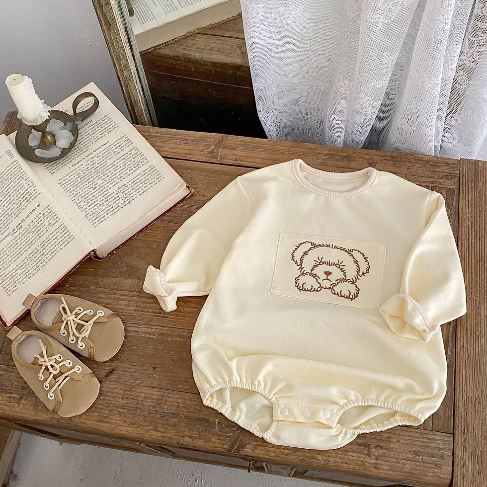 الصورة المصغرة: 2025 Fall Baby Romper with Bear Embroidery Long Sleeve Round Neck Infant Jumpsui