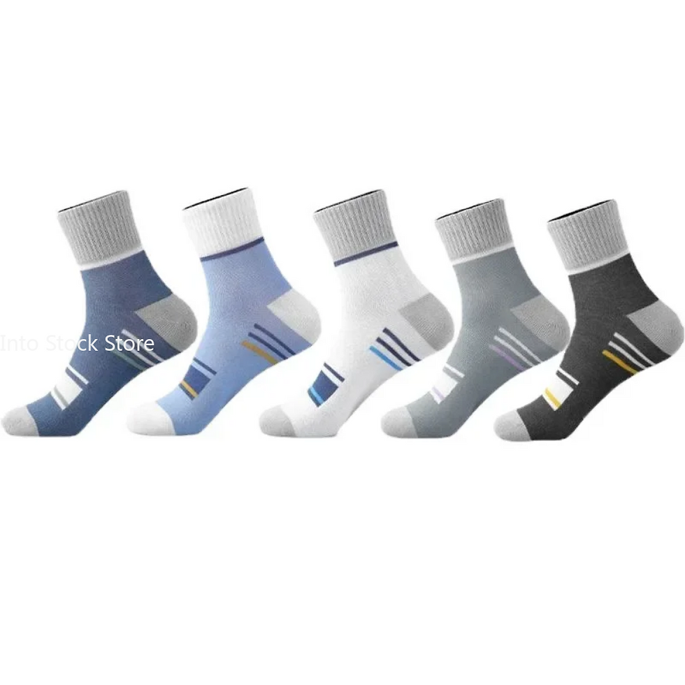 Thumbnail: Men's Pure Cotton Socks Spring Striped Casual Socks Men's Anti-odor Antibacteria