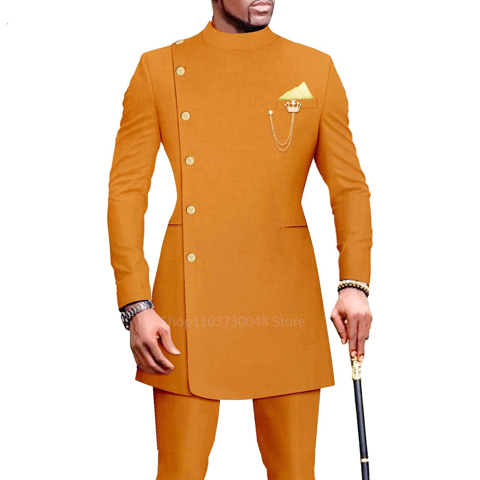 Thumbnail: African Design Slim Fit 2 Piece Solid Men Suits For Wedding Groom Tuxedos Formal