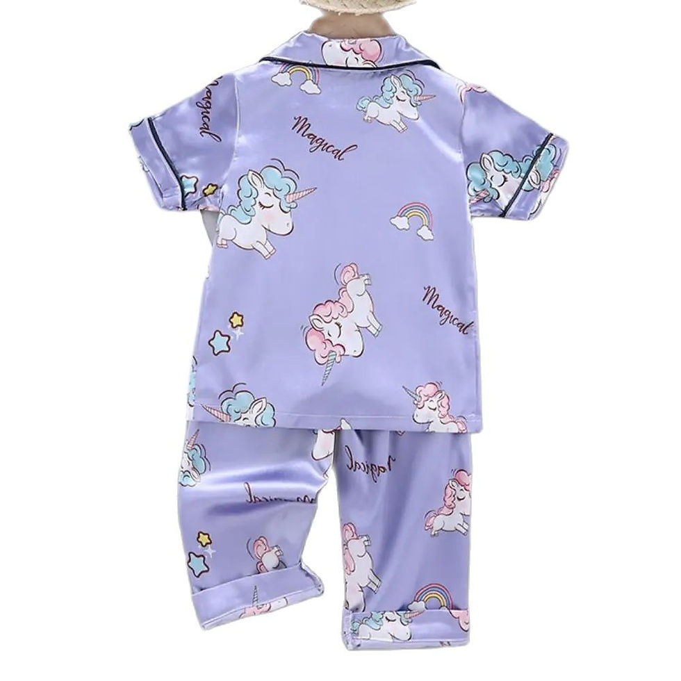الصورة المصغرة: Girls Pajamas Pants Set Summer Air-Conditioned Clothing Toddler Boys Lce Silk Sa