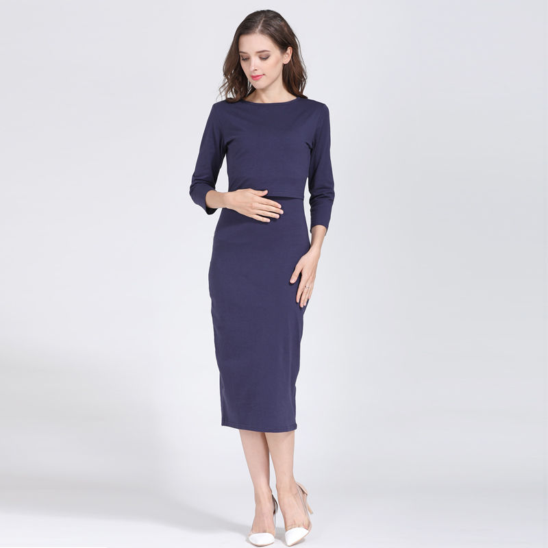 Thumbnail: Maternity Dresses For Postpartum Women Three-quarter Sleeve Dress Nursing Breast