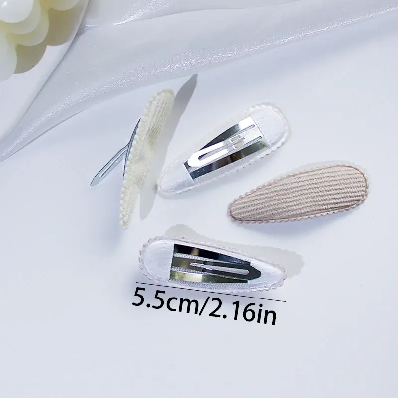 الصورة المصغرة: 10Pcs/lot Fabric Plaid Fresh Print Cotton Alloy Hair Clips Kids BB Hairpins Girl