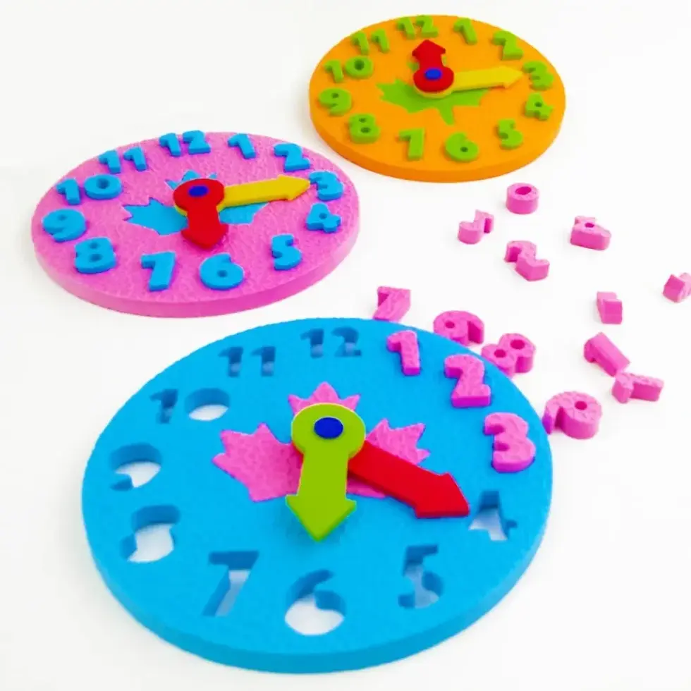 الصورة المصغرة: Teaching Kindergarten Manual Diy Eva Clock Early Learning Education Baby Kids To