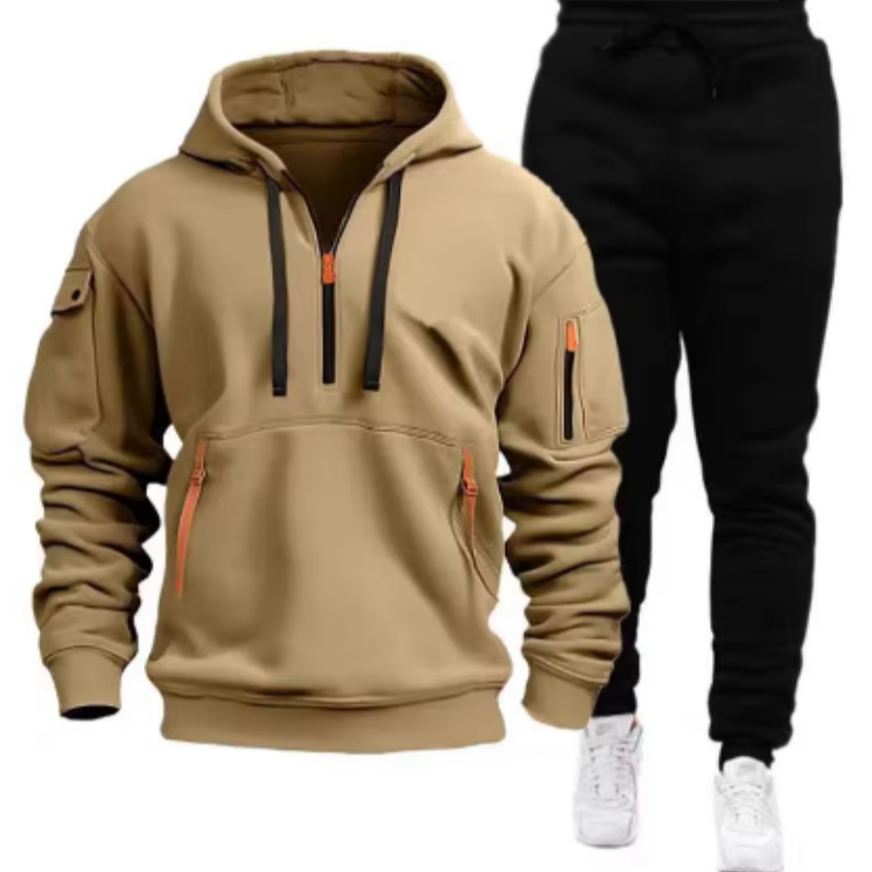 Thumbnail: Men Tracksuit Casual Joggers Hooded Sportswear Jackets And Pants 2 Piece Sets Hi