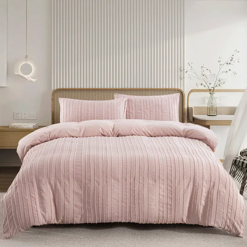 Thumbnail: Solid Color Queen King Duvet Cover Set - Tufted Boho Chic Soft Textured Clipped 