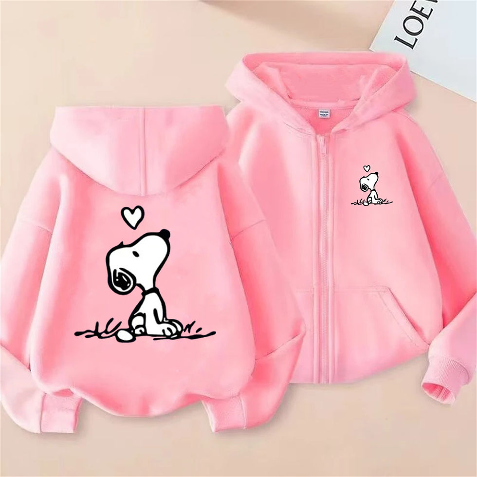 الصورة المصغرة: Disney coat Zip Up Hoodie Snoopy cartoon Children Clothes Girl pink Boy Zipper s