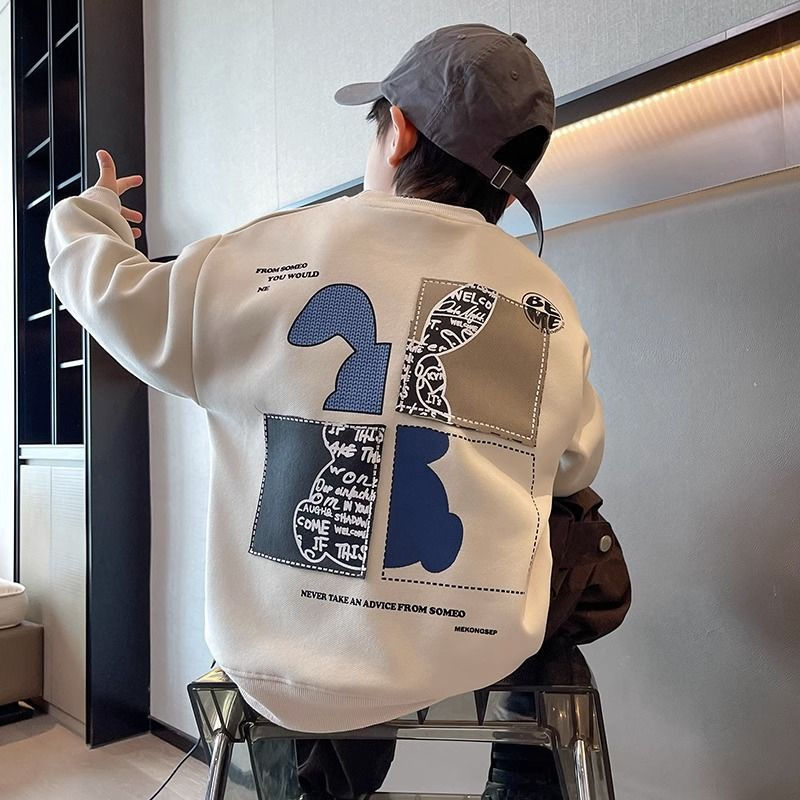 Boys Spring Autumn Fashion Cotton Sweatshirts Kids New Rabbit Patchwork Element