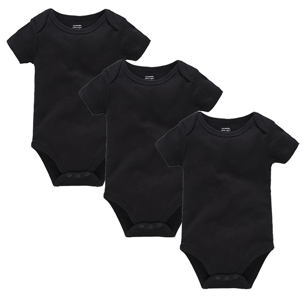 الصورة المصغرة: 3Pcs /set  Red Baby Boys Clothes 100%Cotton Solid Black  Blank Baby Bodysuits bo