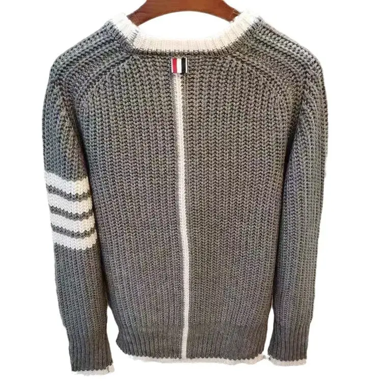 الصورة المصغرة: Trendy Hong Kong Style Round Neck Sweater Cardigan Knit Jacket Casual Versatile 