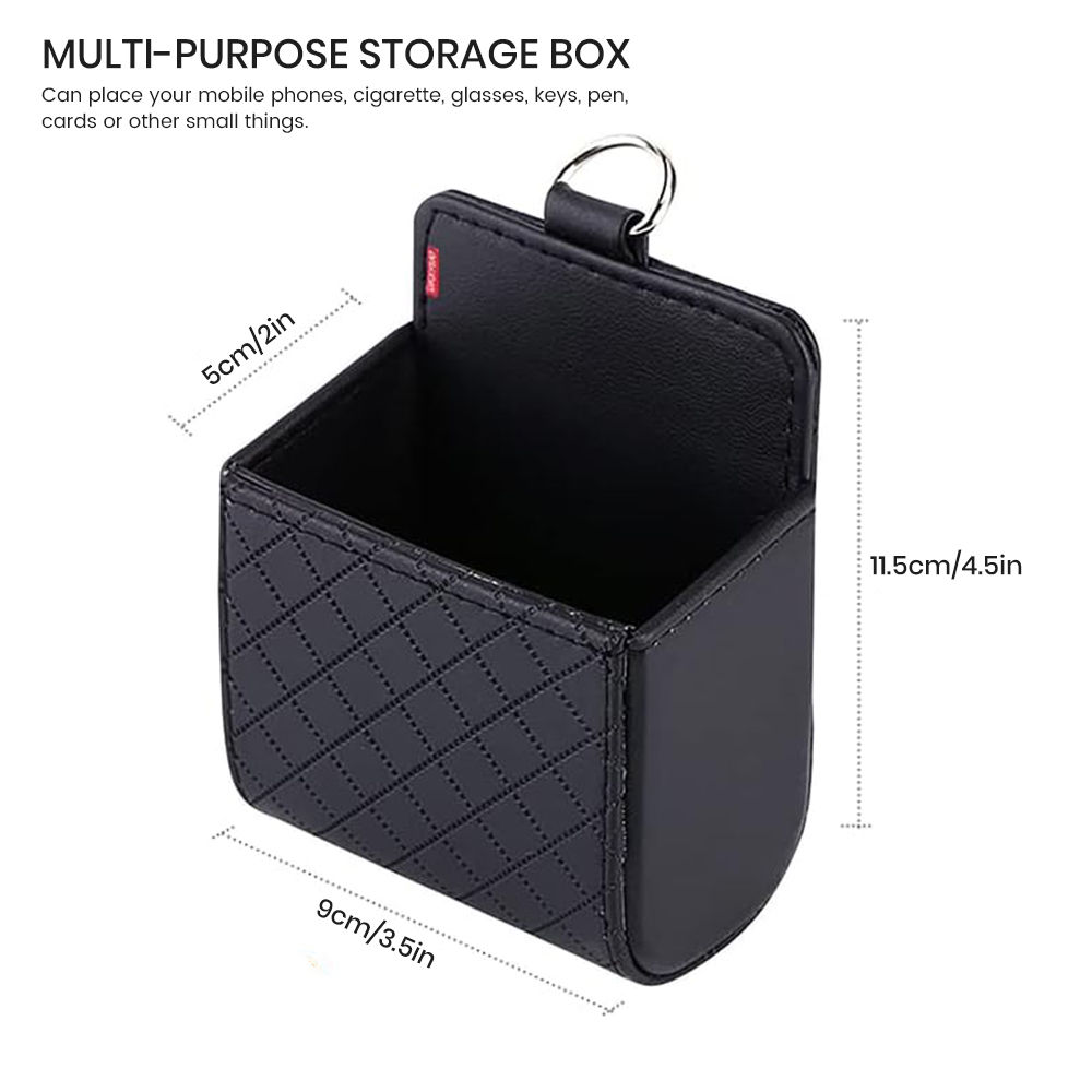 Car Auto Air Vent Leather Tidy Storage Hanging Bag Case Organizer for Keys, Coin