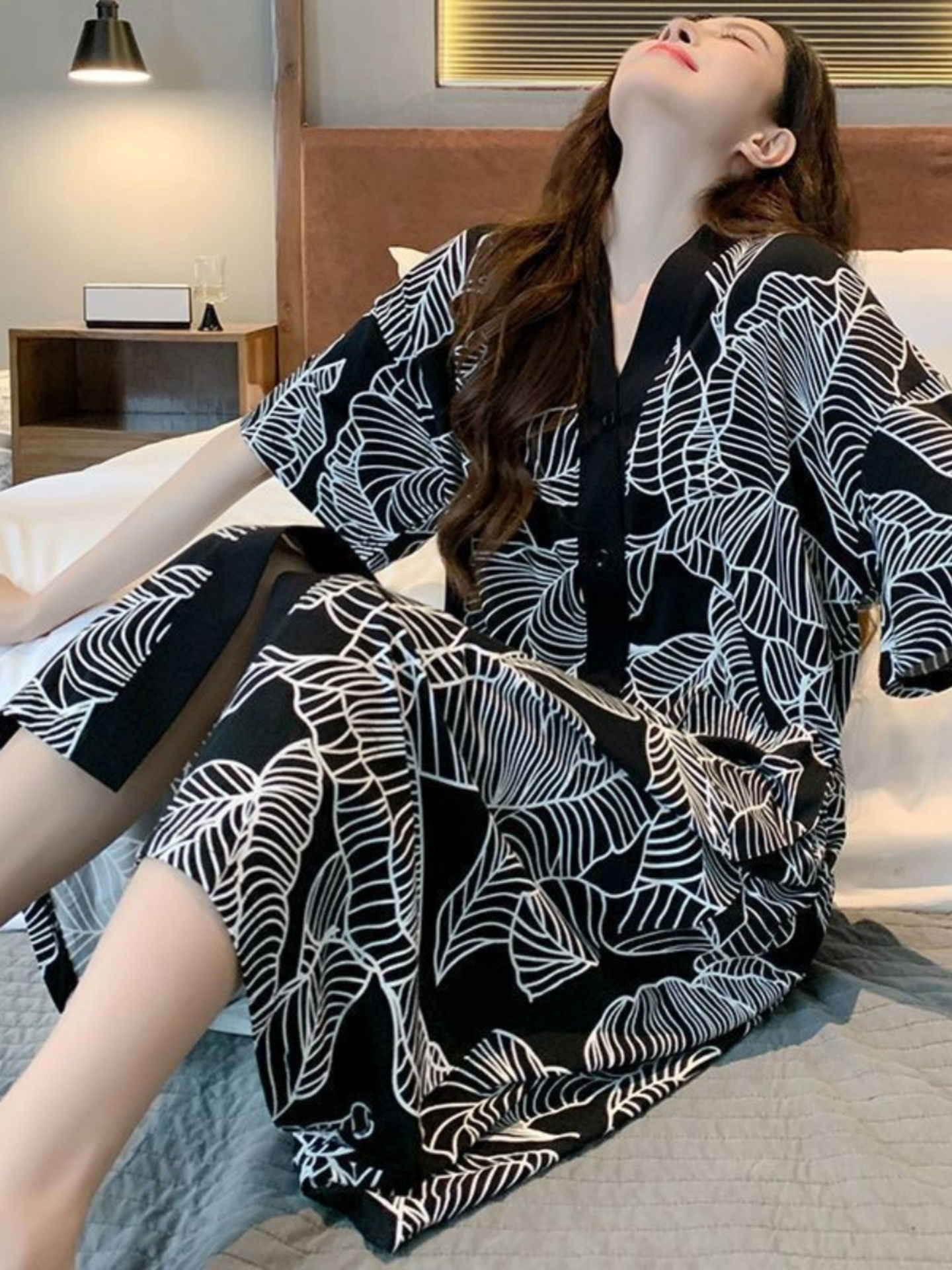 plus Size Ice Silk Spwear Summer Long ort Sve Loose Home Clothes for Plump Women