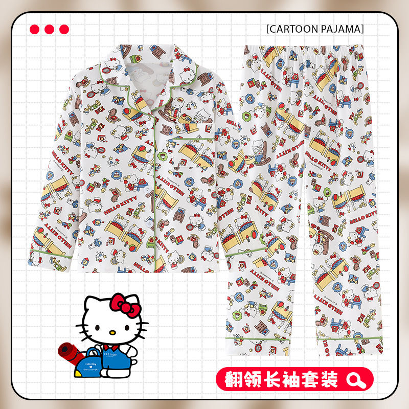 الصورة المصغرة: Cartoon 2Pcs Crayon Shin-Chan Children Pajama Set Girls Cute Anime Korean Autumn