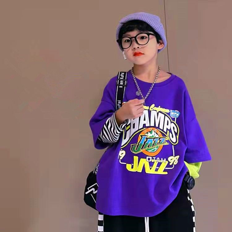 الصورة المصغرة: Fake Two Piece T Shirt Kids Korean Clothes Boys Wear Cartoon Children's Fashion 