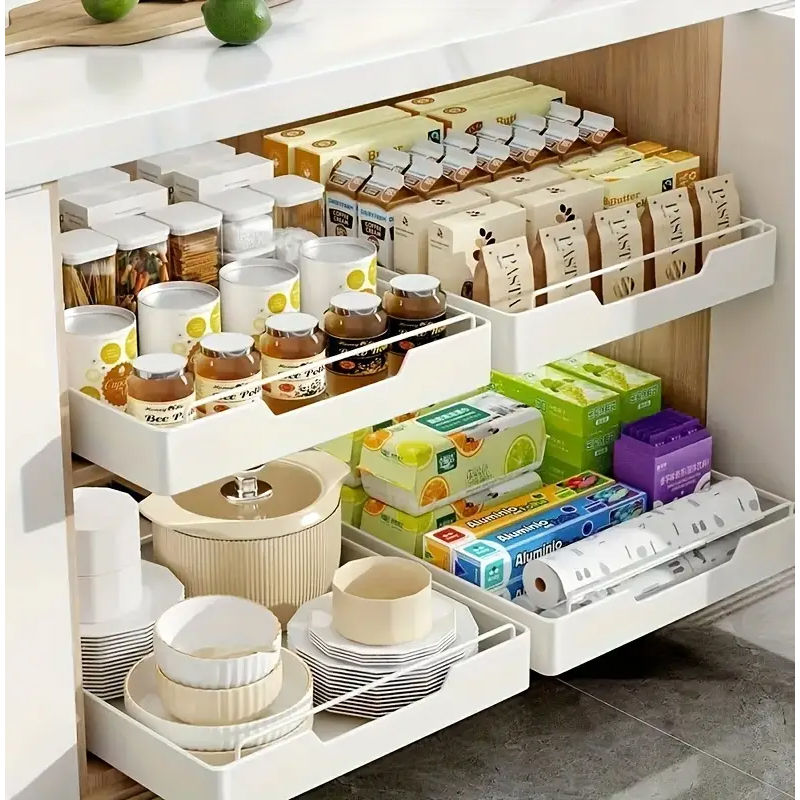 Thumbnail: New Kitchen Storage Rack with Slide Rails Pull-out Kitchen Drawer Type Storage T
