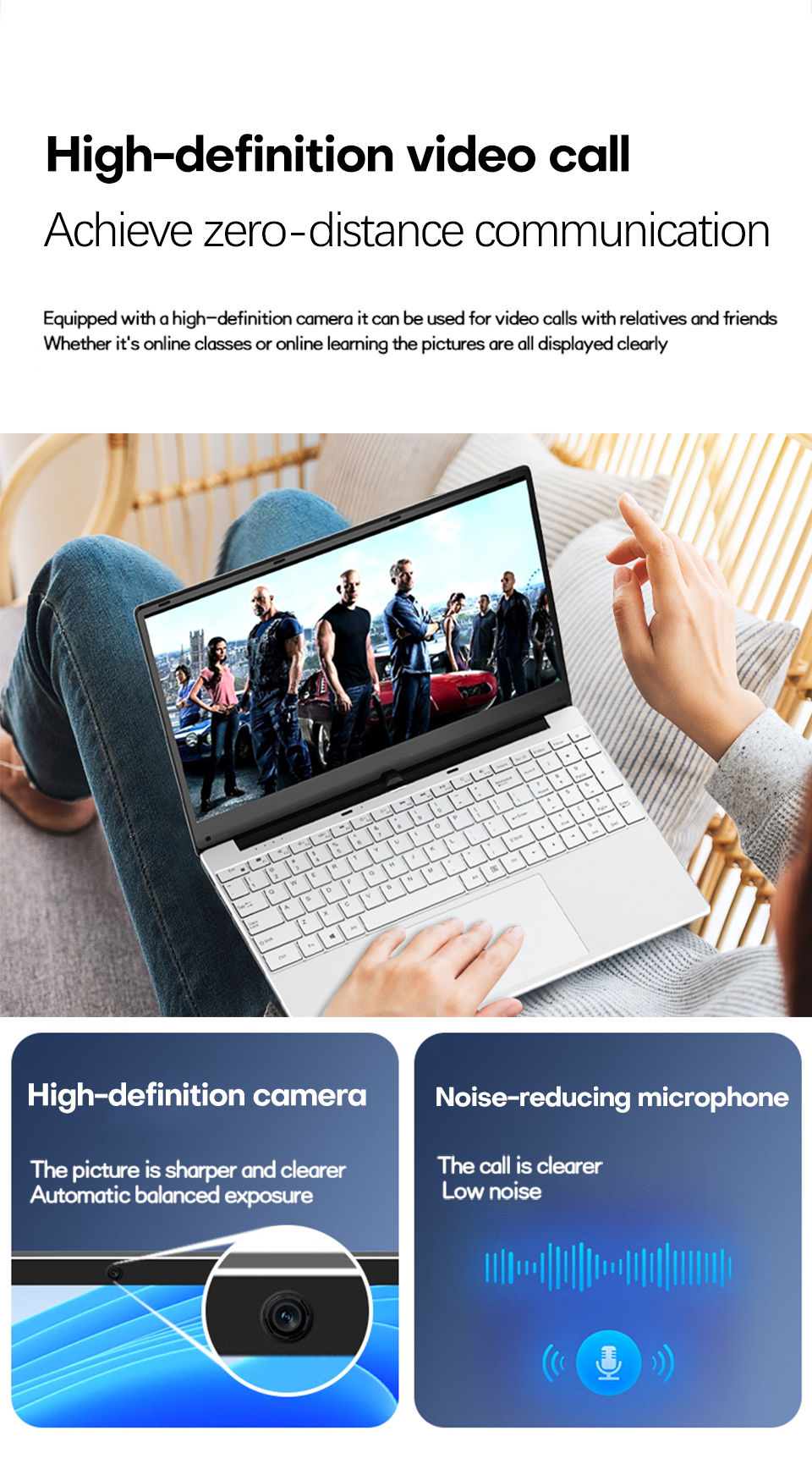 Thumbnail: 15.6 inch Laptop Computer intel Pentium 7505 Dual Core Laptops Windows 11 Pro Po