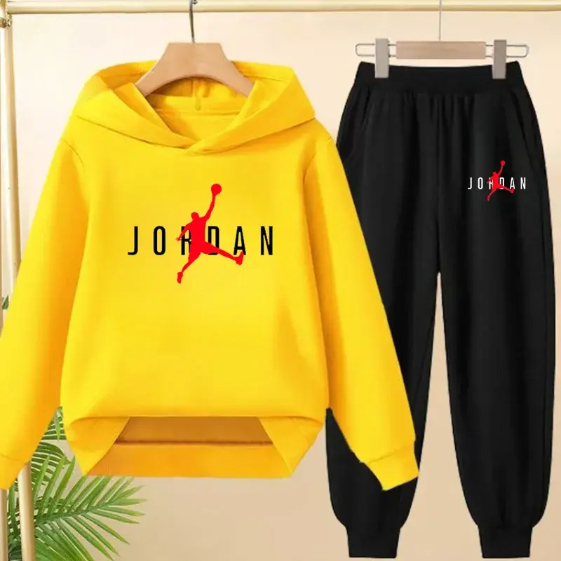 الصورة المصغرة: sweat-shirt +Ensemble deux pièces pantalon pour enfants, manteau tendance noir,
