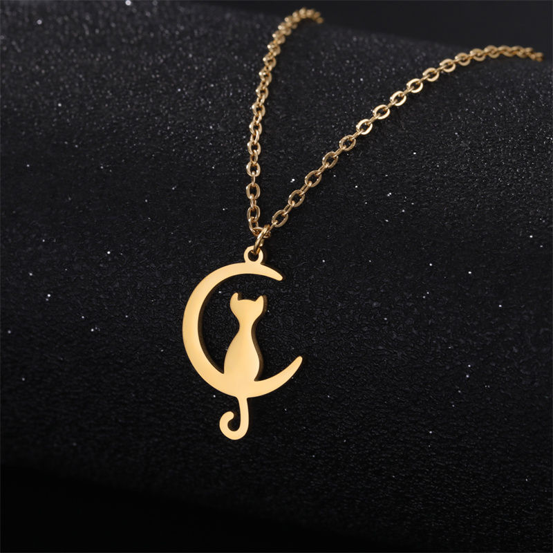 Charm Cat Pendent Necklaces For Women Girls Clavicle Moon Chain Choker Necklaces