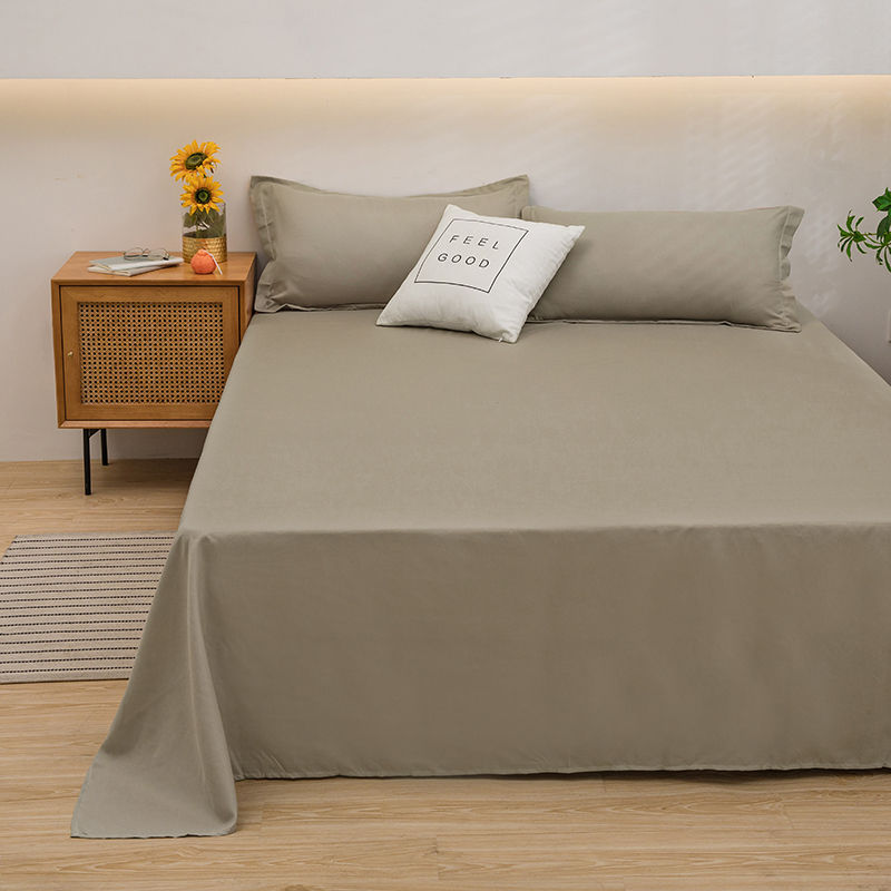 الصورة المصغرة: One Solid Color Simple Sheet Machine Washable Single Double Bed Linen Student Do