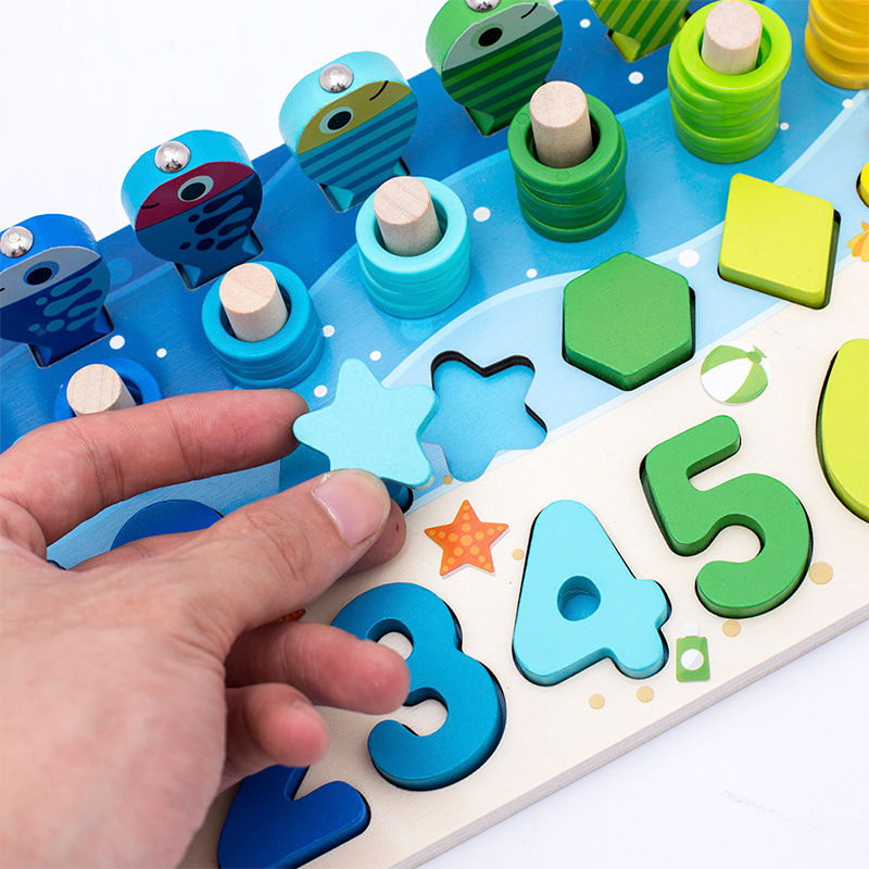 الصورة المصغرة: 3D Preschool Children Educational Toys Wooden Montessori Arithmetic Magnetic Fis