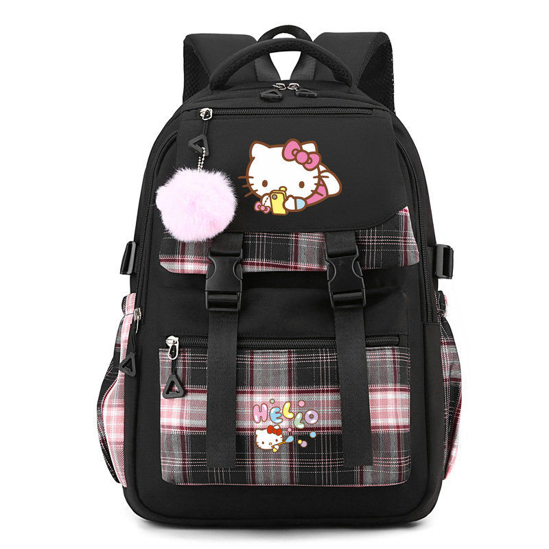 Thumbnail: Cute Hello Kitty Backpack for Girl Boy Student Teenager Schoolbags Women Casual 