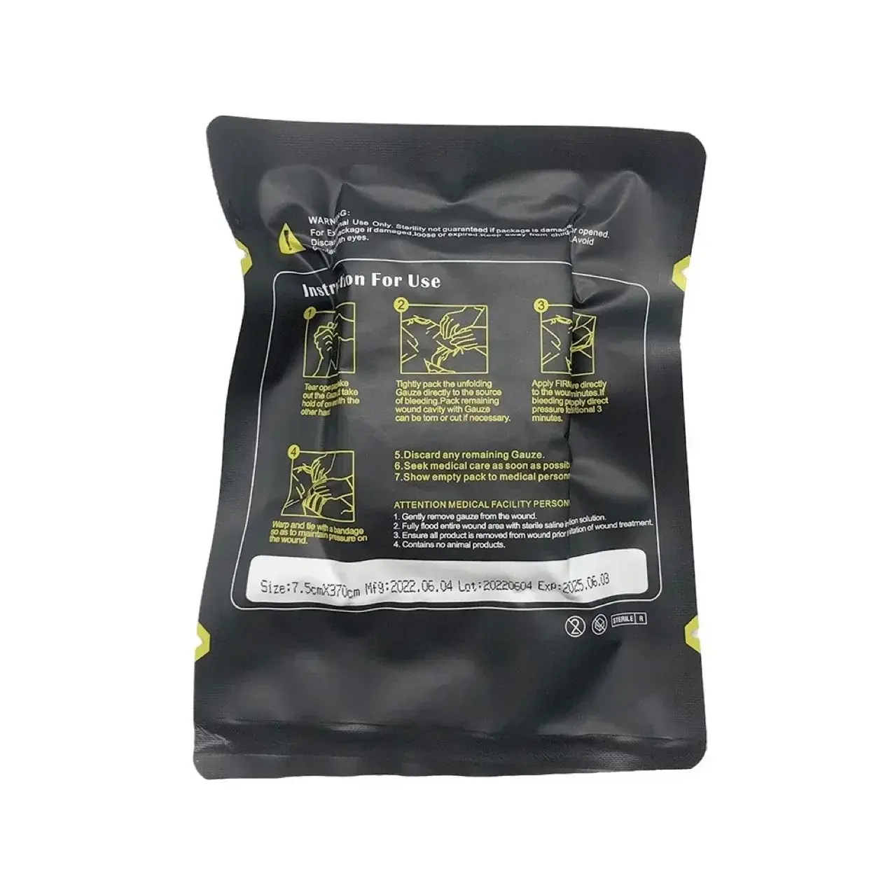 Tactical Kaolin Hemostatic Compressed Gauze Emergency Outdoor Binding Fixed Band