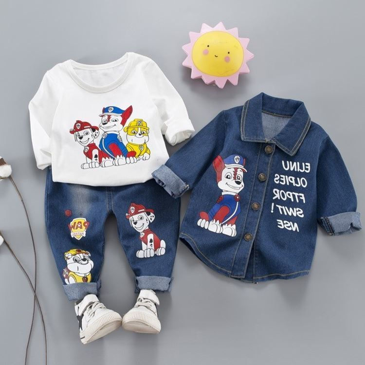 الصورة المصغرة: Spring and Autumn New Products Boys Clothes Set Cute PAW Patrol Denim Jacket + T